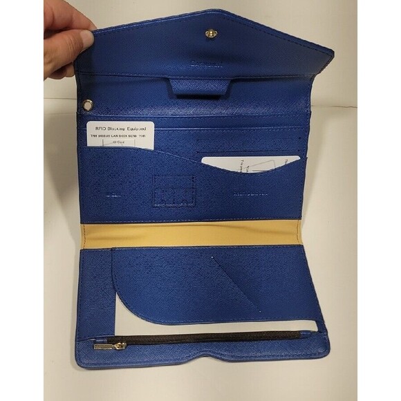 NWOT Casamonal Cobal Royal Navy Blue Envelope Wallet OS RFID Blocking Snap Clos - Picture 5 of 8